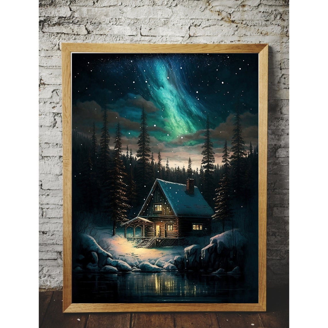 Printable Wall Art Northern Lights Art Winter Scene - Etsy