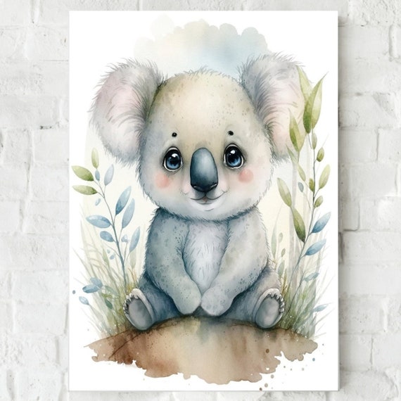 Printable Art, Cute Baby Koala Nursery, Baby Forest Animals Prints, Nursery  Koala Decorations, Koala Shower, Neutral Nursery, Commercial Use 