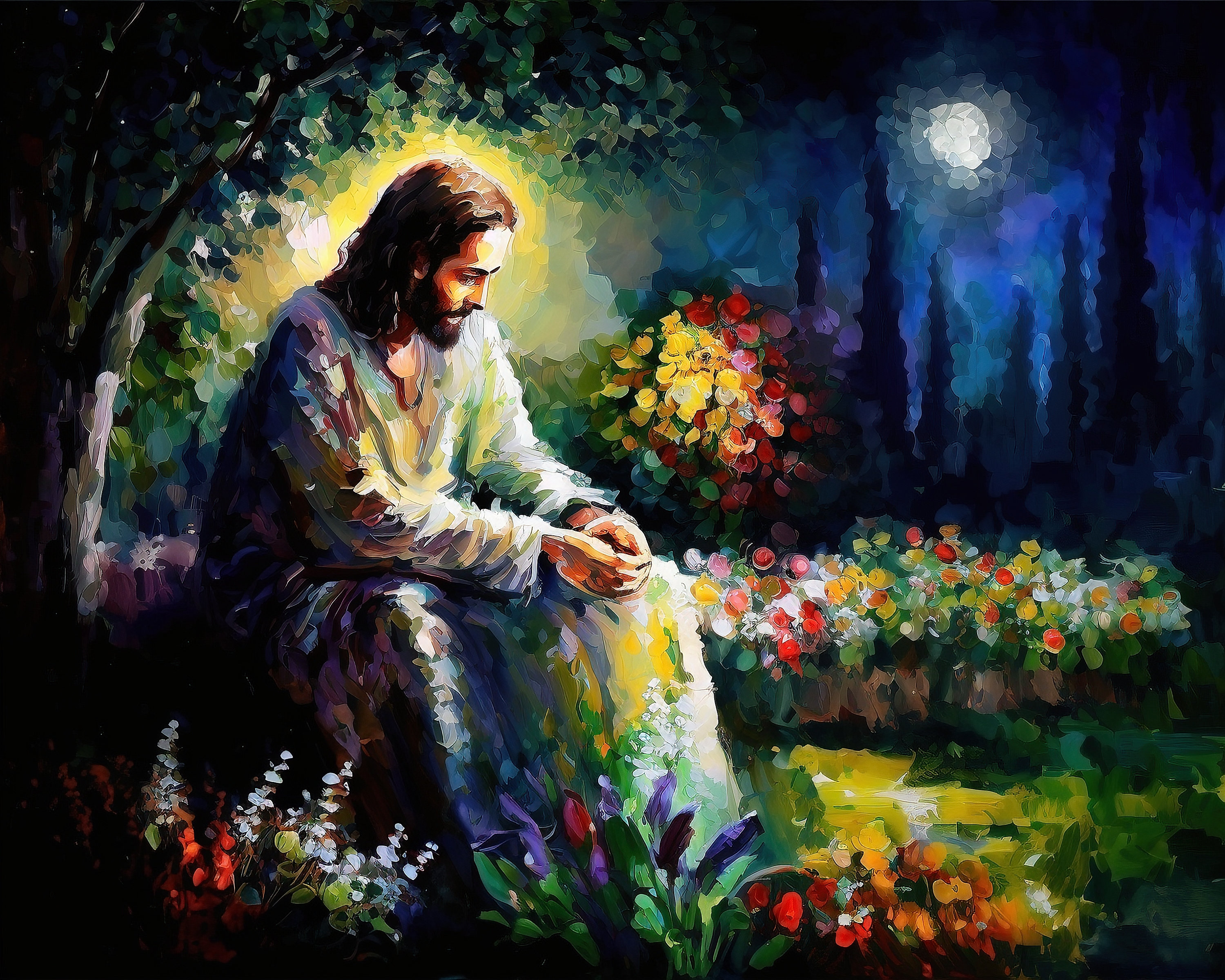 Printable Wall Art Jesus Praying in the Garden Christian - Etsy