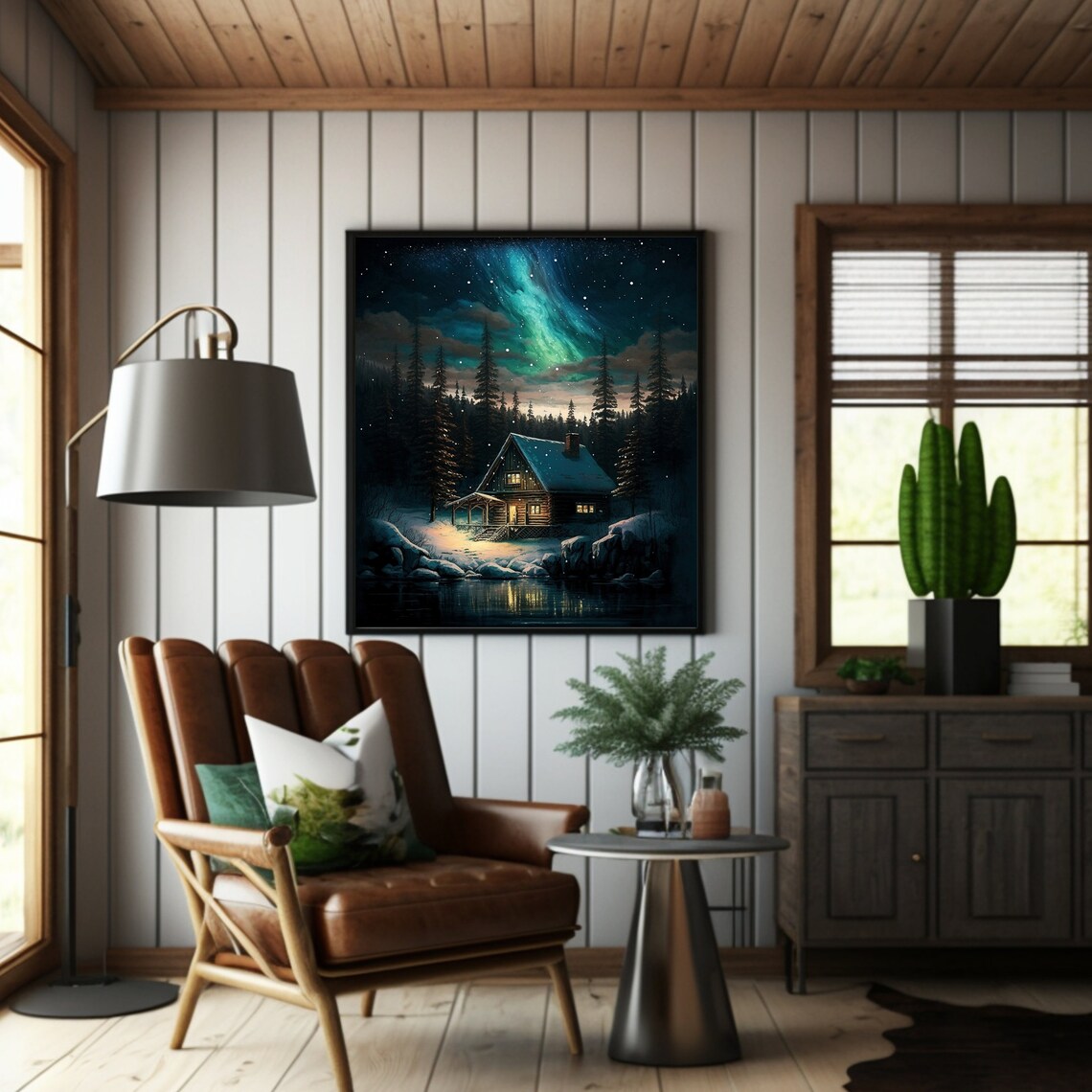 Printable Wall Art Northern Lights Art Winter Scene - Etsy