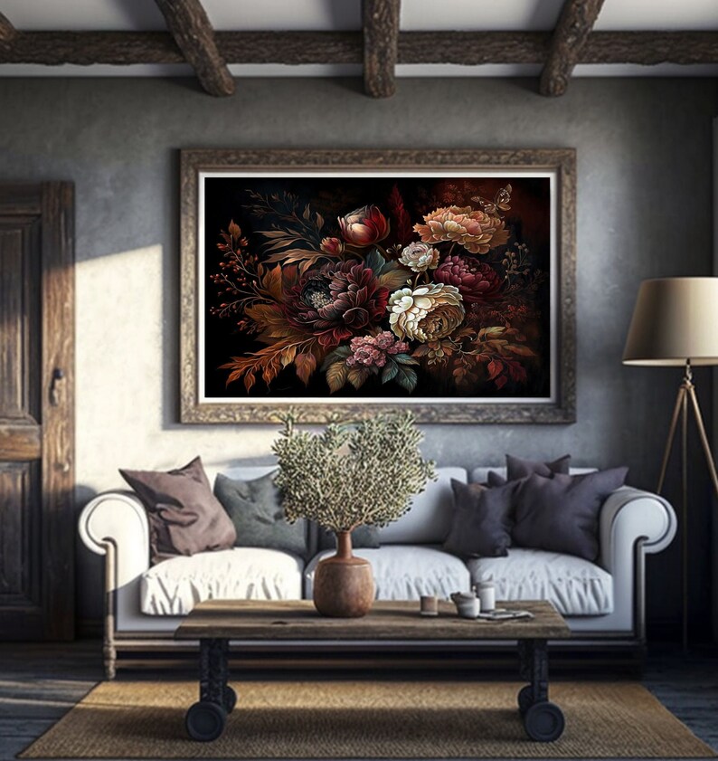 Printable Art Dark Floral Print Dark Cottagecore Decor Dark Etsy