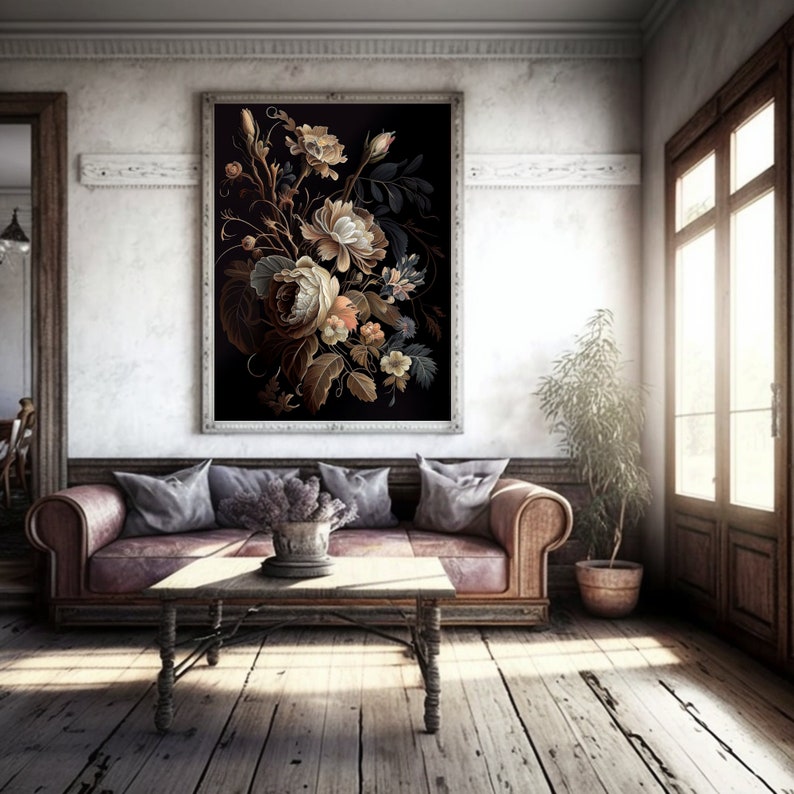Printable Art Dark Floral Print Earth Tone Wall Art Dark - Etsy