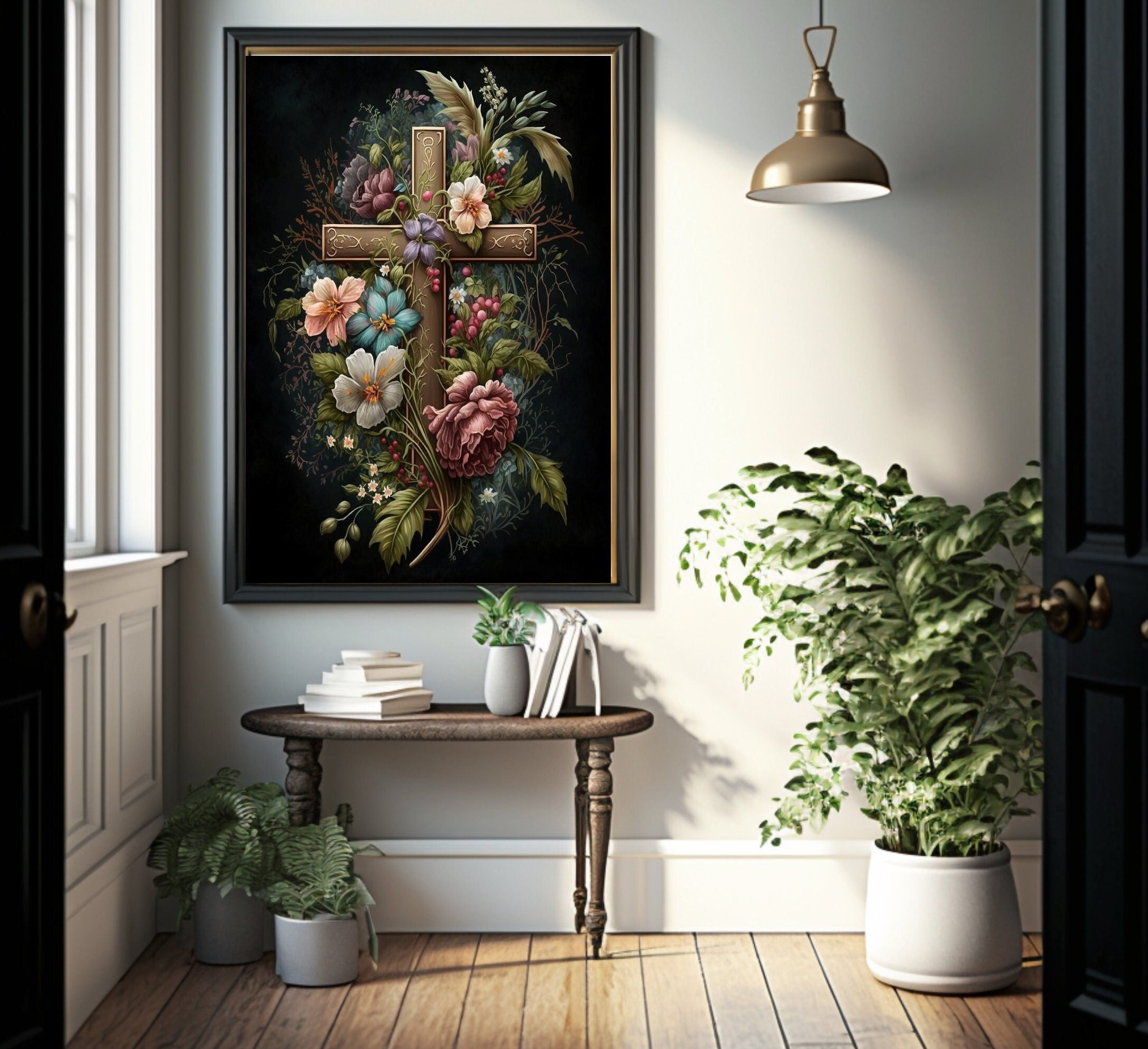Printable Wall Art Dark Floral Wall Art Christian Artwork Etsy