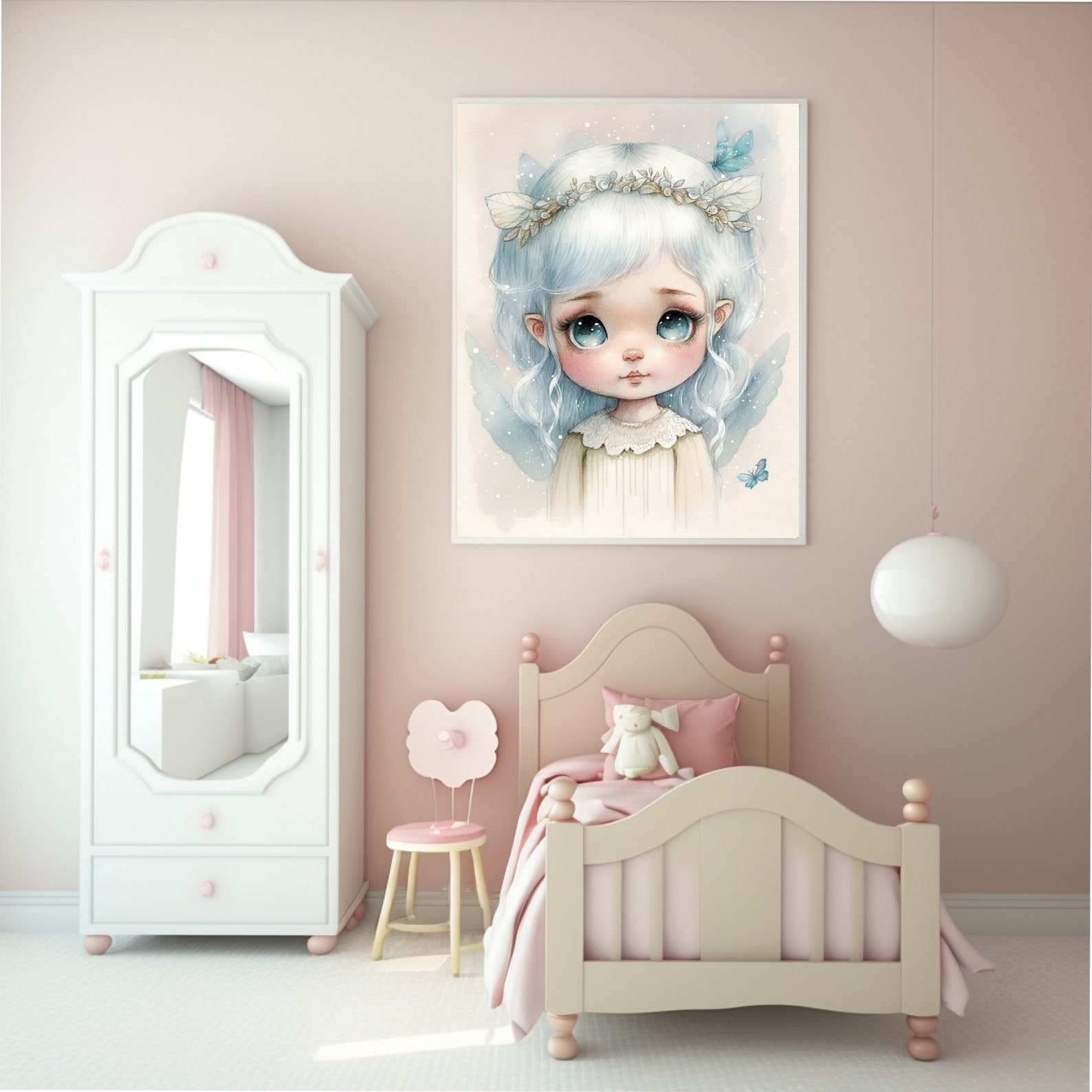 Printable Wall Art, Fairycore, Blue Fairy, Fairy Nursery Art, Fairytale ...