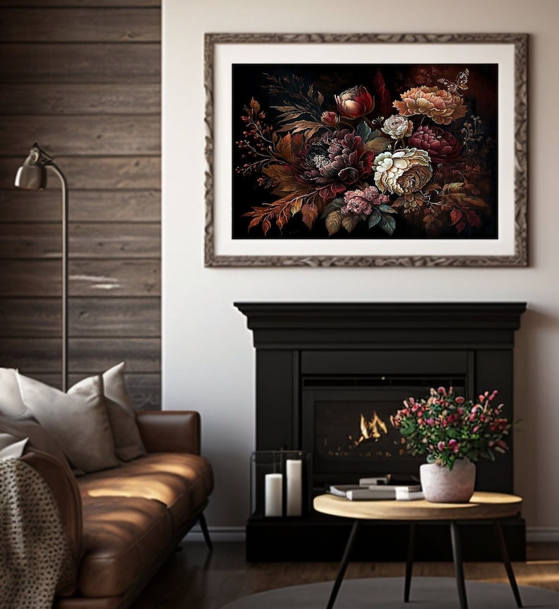 Printable Art Dark Floral Print Dark Cottagecore Decor Dark Etsy