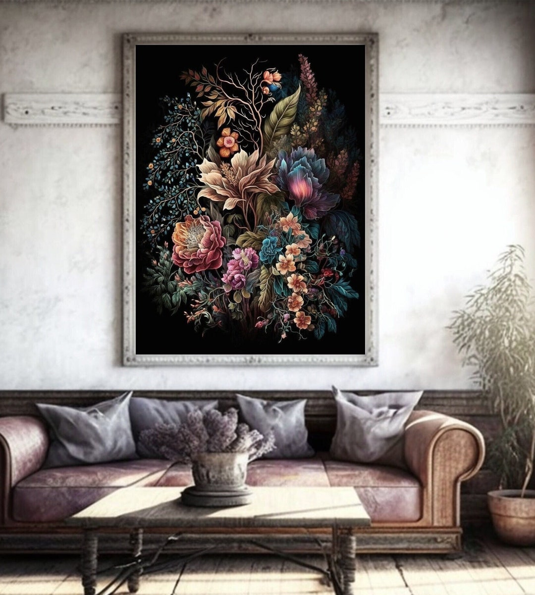 Printable Wall Art, Jewel Tone Wall Art, Dark Academia Decor, Dark ...