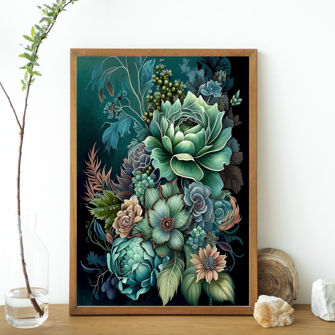 Printable Wall Art, Succulent Digital Download 1, Boho Modern Wall Art ...