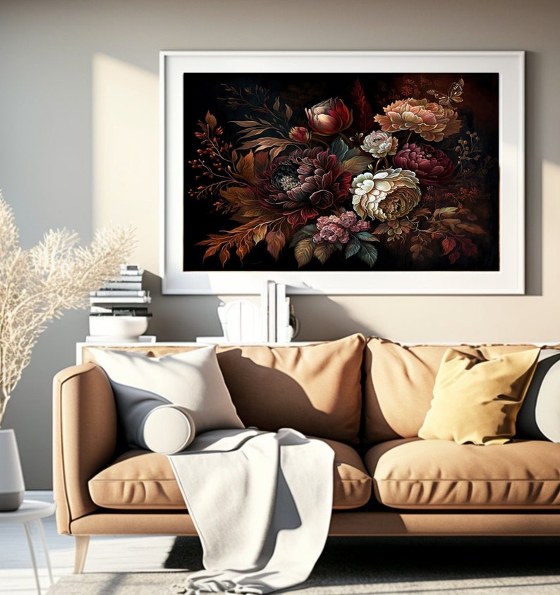 Printable Art Dark Floral Print Dark Cottagecore Decor Dark Etsy