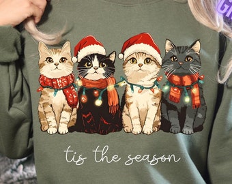 Christmas Cat Sweatshirt, Funny Cat Shirt, Meowy Christmas Shirt, Funny Christmas Gifts, Cute Christmas Cat, Cat Lover Shirt, Holiday Cat
