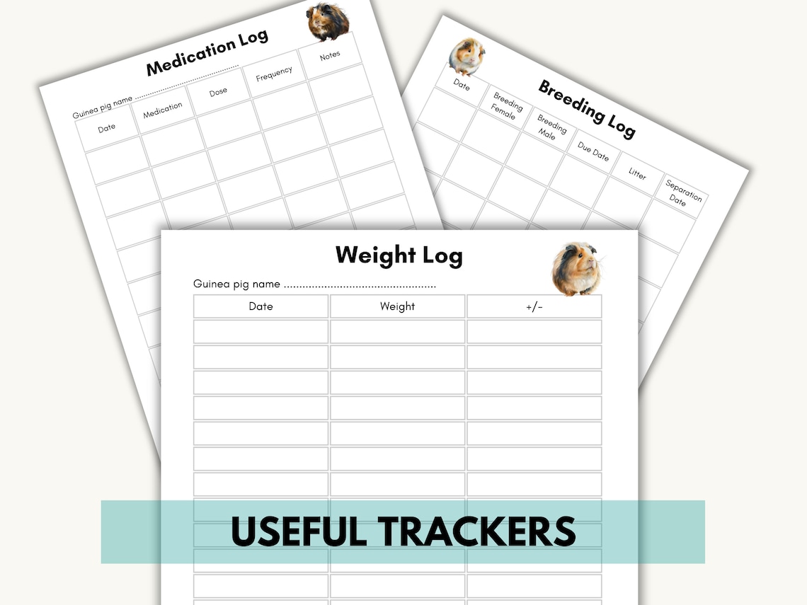 Guinea Pig Planner Printable, Guinea Pig Pet Sitting Insert, Pet Health ...