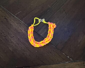 fire colored rainbow loom bracelet - child size