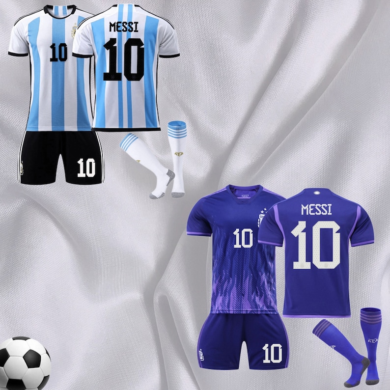 Argentina Messi Jersey Kids Set Messi Jersey Youth10 Etsy
