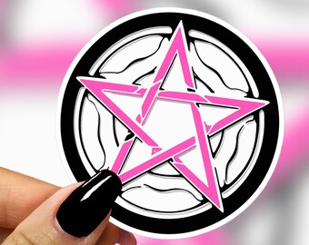 Pink Pentagram Soft Goth Sticker, Pastel Goth Vinyl Sticker, Gothic Planner Stickers, Witchy Decor, Aesthetic Stationery