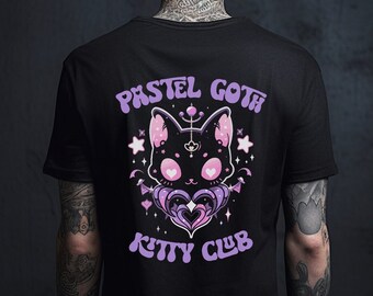 Soft Goth Shirt Pastel Goth Kitty Club, Black Pastel Goth Cute Cat T-Shirt, Gothic Clothing, Goth Aesthetic Clothing, Alternative Shirts