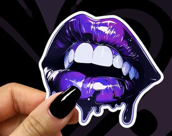 Purple Lips Sticker | Pastel Goth Sticker, Vinyl Sticker, Gothic Stickers, Spooky, Planner Stickers, Witchy Decor, Aesthetic Stationery