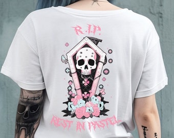 Soft Goth Shirt R.I.P. Rest In Pastel, White Pastel Goth Coffin T-Shirt, Gothic Clothing, Goth Aesthetic Clothing, Alternative Shirts