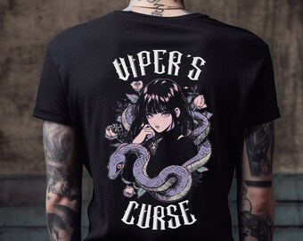 Mjuk Goth-tröja Viper's Curse, svart pastellgoth-ormtröja, gotiska kläder, goth-estetiska kläder, alternativa häxtröjor
