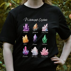 Witchcraft Crystals Shirt, Spiritual Witchy T-Shirt, Gift For Magic Lovers, Witch Gemstones Illustration, Spooky Season