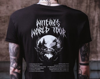 Soft Goth Halloween Shirt Witches World Tour, Black Pastel Goth Witch Metal Band T-Shirt, Goth Aesthetic Clothing, Alternative Witchy Shirts