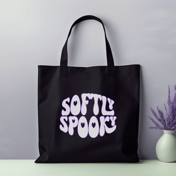 Softly Spooky Soft Goth Umweltfreundliche Einkaufstasche, Schwarze Goth Tasche, Gothic Einkaufstasche, Goth Accessoires, Alt Ästhetische Kleidung