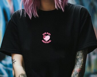 Soft Goth Halloween Shirt Dead Inside, Black Pastel Goth Zombie Heart T-Shirt, Goth Aesthetic Clothing, Creepy Cute Alternative Shirts