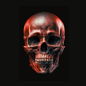 Organic Red | Skull PNG | Instant Download | AI Art | Mystical Skull | Printable Wall Decor | Futuristic art