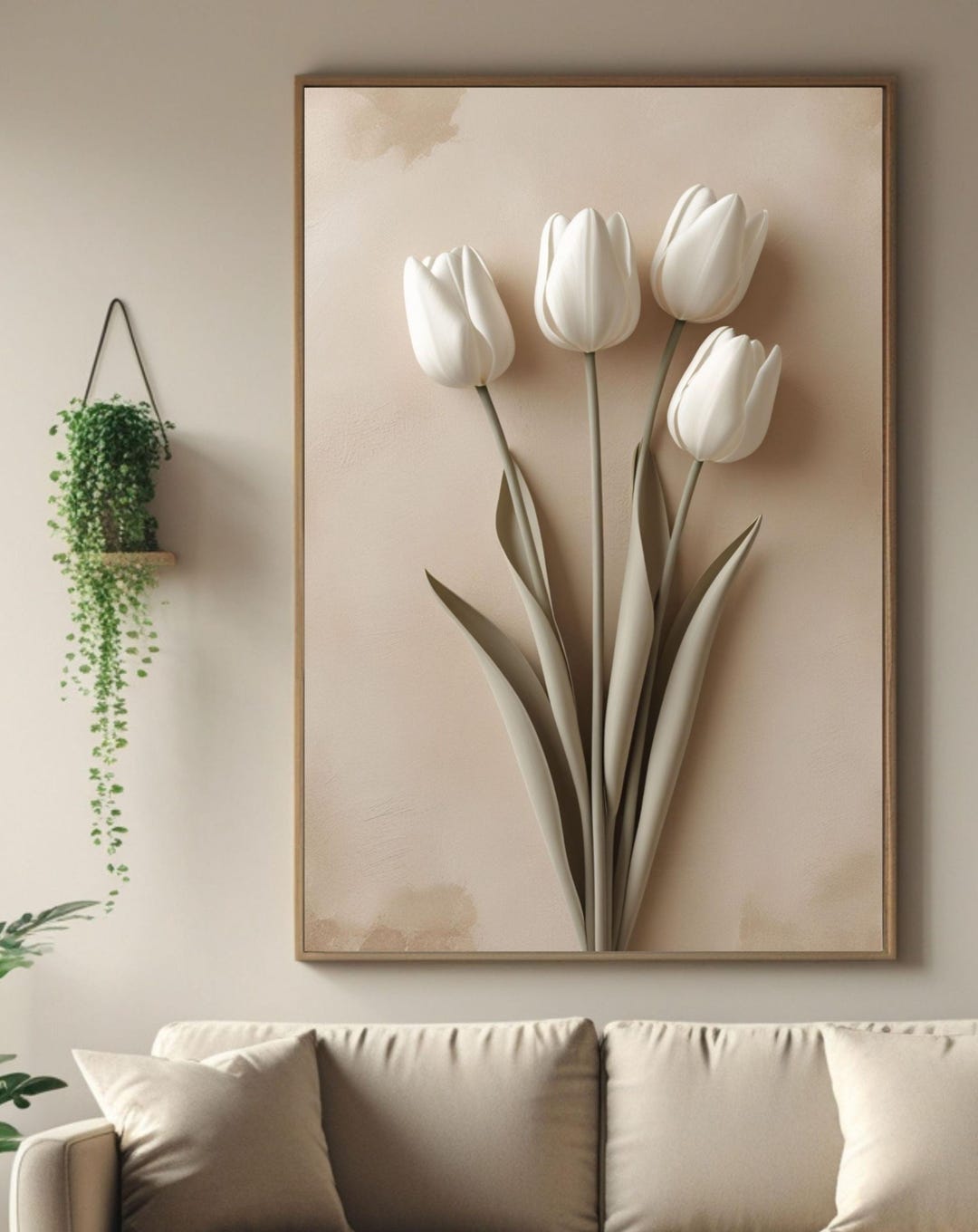 White Tulip Wall Art Set of 3 Botanical Prints Modern Flower Artwork ...