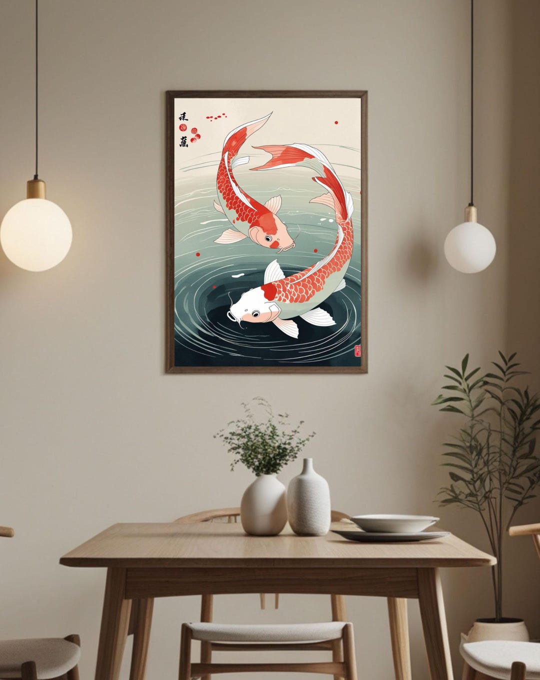 Japanese Inspired Koi Fish Wall Art Minimalist Zen Printable Poster ...