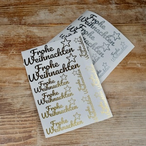 Rub-on Sticker-Set "Frohe Weihnachten" | Handgefertigt | Verschiedene Größen und Farben | Festliches Dekor | Aufkleber
