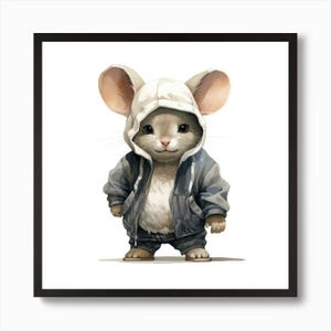 Póster de chinchilla de acuarela enmarcado, impresión en lienzo.