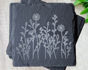 Skifferfärgade vilda blommor underlägg, present
