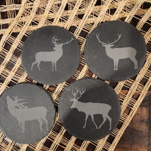 Slate Deer Coasters,Gift, Homemade, Laser Engraved