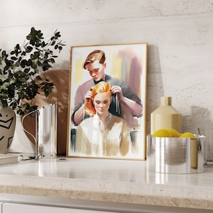 Hairdresser Watercolor Art Beauty Salon Digital Download Poster