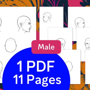 Folhas de cabeça para impressão de barbeiro. Impressões de cabeça de barbeiro. Fichas técnicas. Ilustrações de cabeça masculina. Diagrama de cabeleireiro