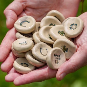 Worry Stones Lucky Ceramic Clover. Good Luck Anti-Stress Pebble. Ceramic Relaxation Stone. Worry Stone ADHD Pebble
