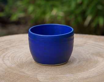 Matte blue ceramic bowl