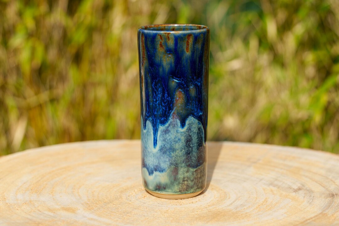 青と白のグラデーション陶器花瓶 【公式通販】