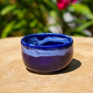 Blue ceramic ramekin. Ceramic tray. Small blue pottery tray. Handmade stoneware pot.