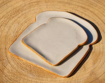 Beige and brown ceramic tartine plate, size of your choice. Small stoneware tartine plate. Breakfast plate.