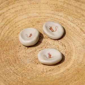 Worry Stone Small ceramic mouse. Anti-stress pebble. Ceramic relaxation stone. Mouse calming stone.