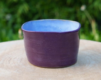 Cache-Pot Carré Violet et bleu en céramique. Pot en grès pour plante d'intérieur. Cache-pot fait main pour plante d'extérieur.