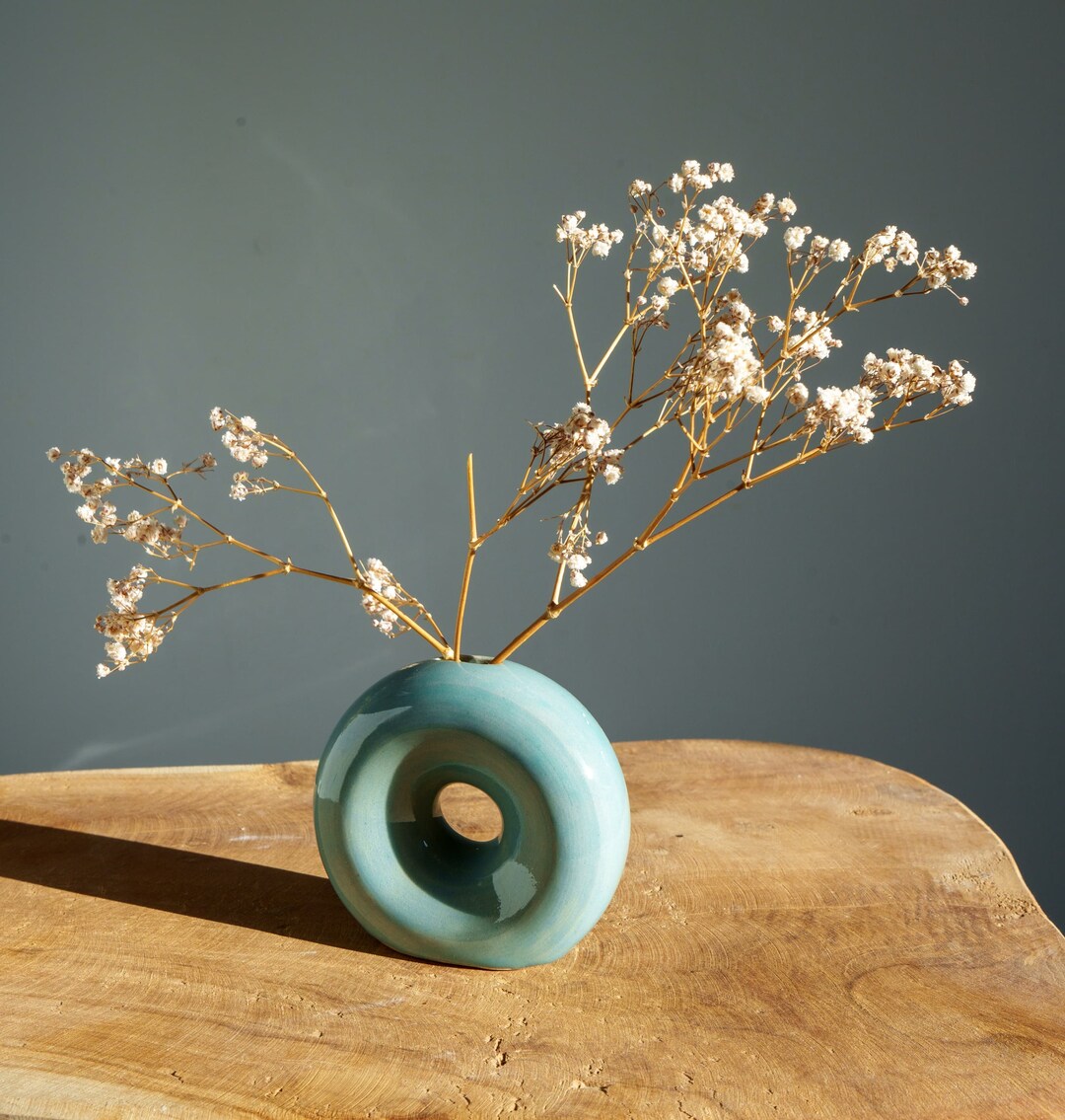 Pastel Blue Ceramic Donut Vase. Donutshaped Vase in Pastel Etsy