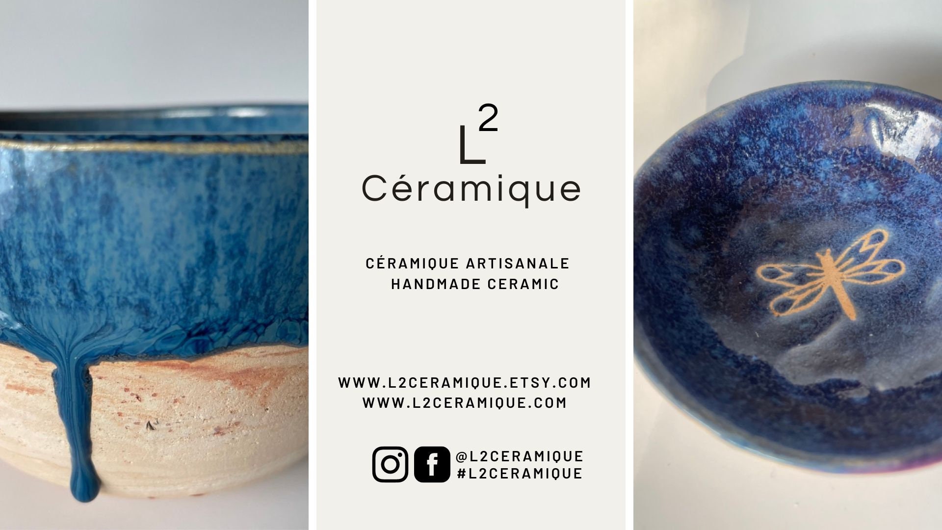 ベージュとブルーの陶器の花瓶。ブルーとベージュの炻器陶器の花瓶