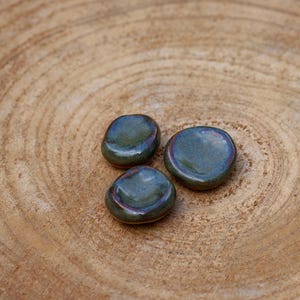 Green and brown ceramic Worry Stone. Thumb stone for relaxation. ADHD stress relief pebble. Ceramic relaxation stone.