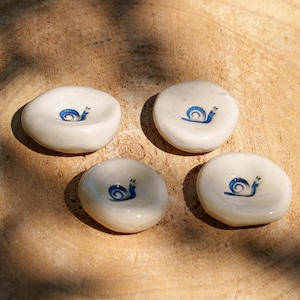 Worry Stones with Snail Ceramic Pattern. Anti-stress Pebble. Ceramic Relaxation Stone. Worry Stone ADHD Pebble