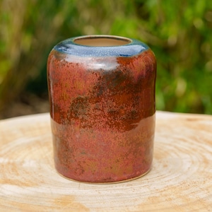 Vase noir et cuivre en céramique. Vase en grès cuivre et noir. Pot de fleur en céramique.