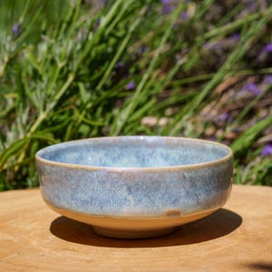 Foam blue ceramic stoneware bowl. Blue stoneware ceramic pot. Stoneware pottery bowl. Handmade breakfast bowl.