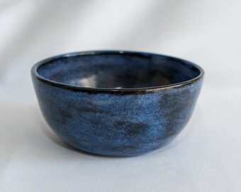 Large blue ceramic bowl for breakfast
