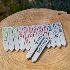 Ceramic vegetable garden label. Stoneware garden label. Garden accessories.