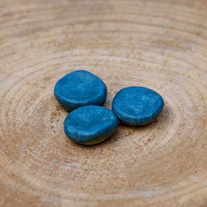 Worry Stone Turquoise Blue Satin Ceramic. Matte Anti-Stress Pebble. Ceramic Relaxation Stone.